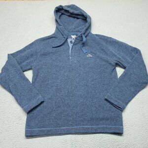 Weird Fish Sweater Men M Blue Hoodie 1/4 Button String Pullover Casual Trendy